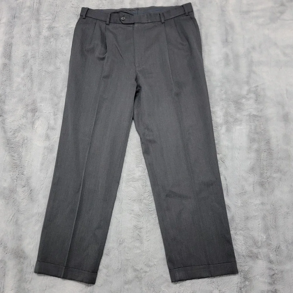 Brooks Brothers Pants Mens 36x32 Gray Wool Dress Pleated Classic Cuffed Canada